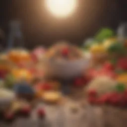 Colorful assortment of healthy foods rich in fiber and nutrients