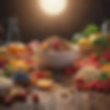 Nourishing Foods for IBS Management Colorful assortment of healthy foods rich in fiber and nutrients