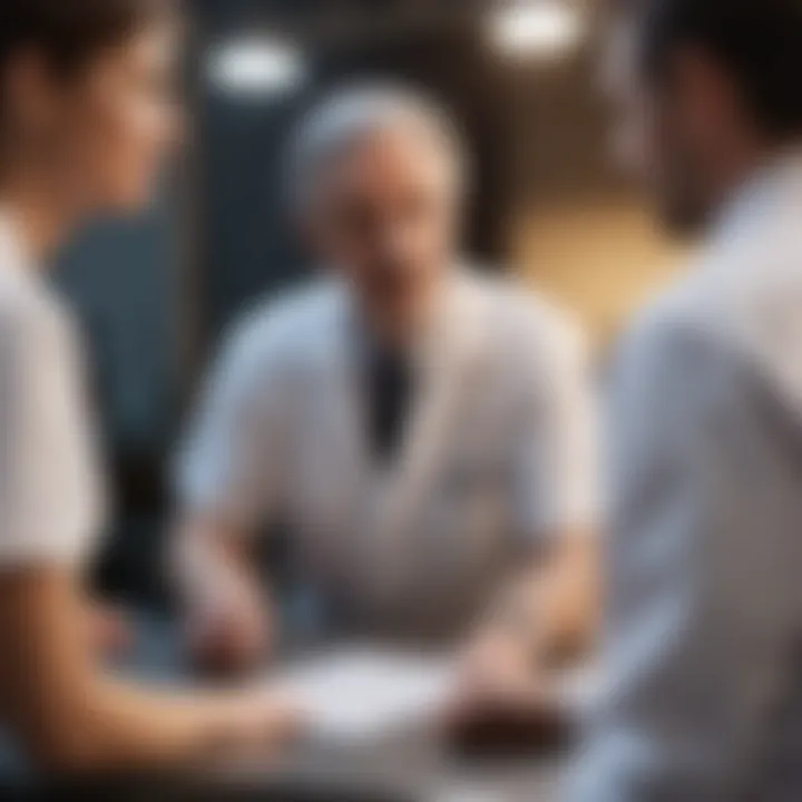 Well-organized medical consultation scene with a patient discussing IBS
