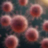 Illustration of immune cells targeting cancer cells