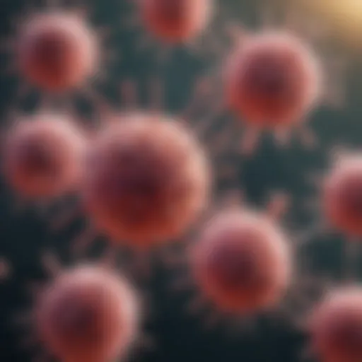 Illustration of immune cells targeting cancer cells