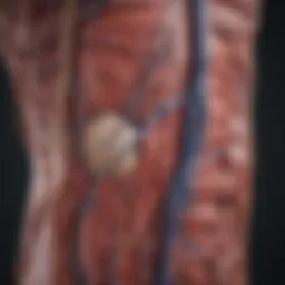 Detailed diagram of vascular anatomy highlighting arterial and venous structures
