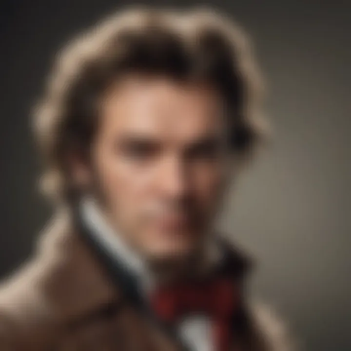 A historical timeline depicting key events in Beethoven's life alongside a strand of his hair