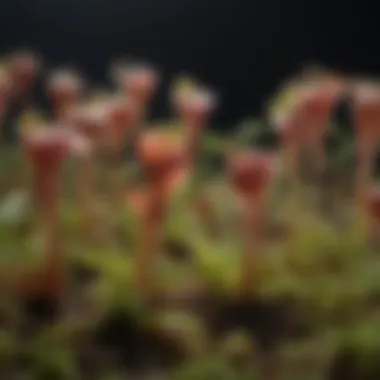 Germination stages of carnivorous plant seeds in a nutrient-poor environment.