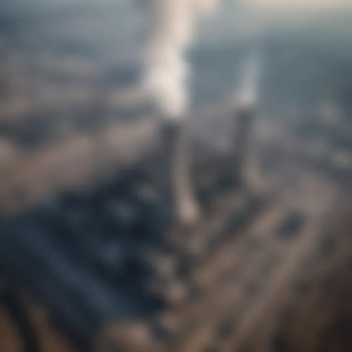 Aerial view of a coal-fired power plant in operation