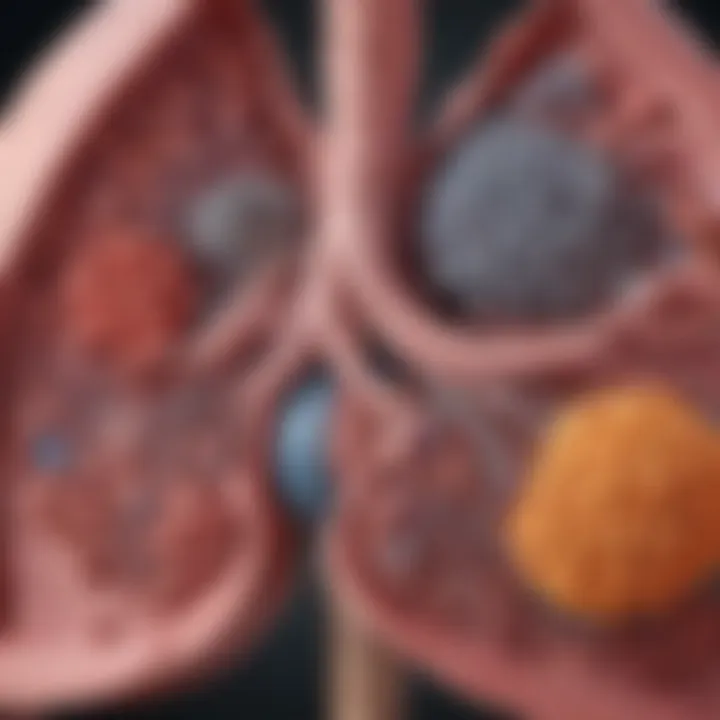 Diagram illustrating the pathophysiology of lung adenocarcinoma