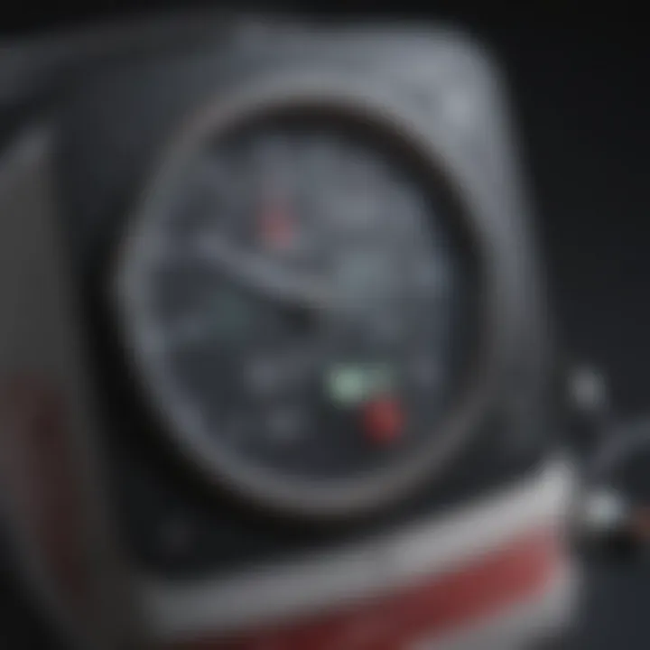 Detailed view of an automatic blood pressure monitor displaying readings