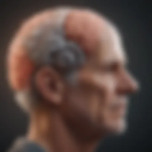 Illustration depicting the brain with cognitive decline indicators