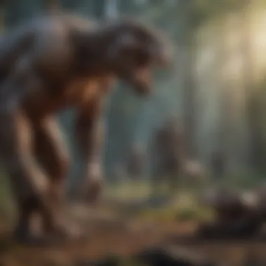 Prehistoric Survival Techniques A depiction of prehistoric life showcasing early survival techniques.