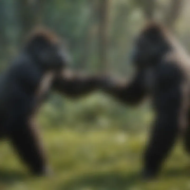 Gorillas interacting in their natural environment