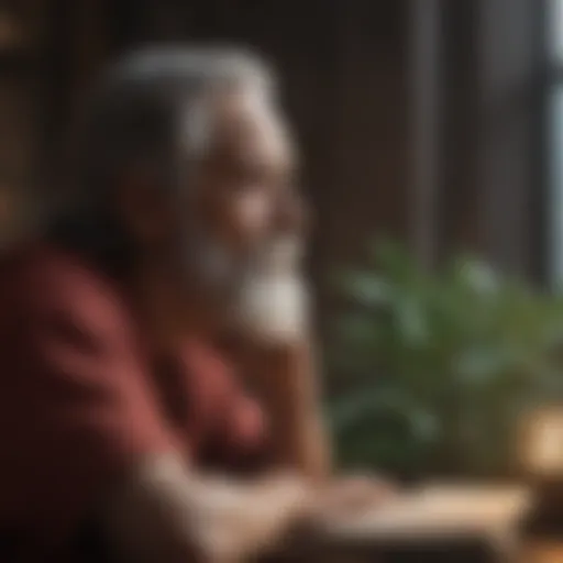 A thoughtful philosopher contemplating the nature of divinity