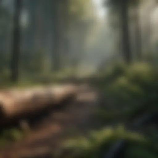 Lush forest landscape with signs of illegal logging activity
