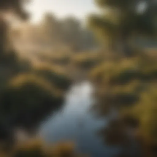 A serene wetland teeming with various bird species