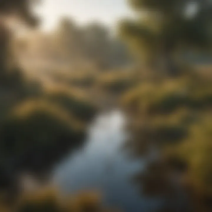 A serene wetland teeming with various bird species
