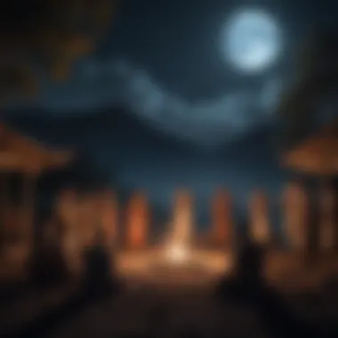 Celebration of Traditions Under Full Moon Cultural celebration under a bright full moon