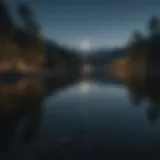 Radiant full moon illuminating a tranquil lake