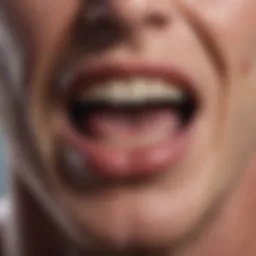 Illustration showing the clinical appearance of leukoplakia in the oral cavity.