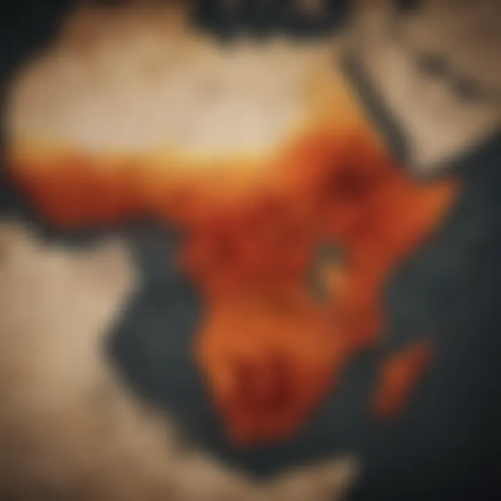 Map highlighting malaria prevalence in Africa