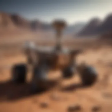 Pioneering Mars Rover on the Martian Surface The pioneering Mars rover exploring the Martian landscape
