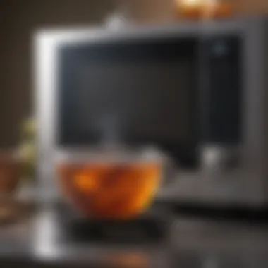 Innovative Heating Elements of the Microwave Tea Kettle A close-up of the interior of a microwave kettle showcasing its innovative heating elements.