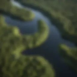 Aerial view of the River Shannon winding through lush green landscapes