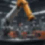 A robotic arm in a manufacturing assembly line