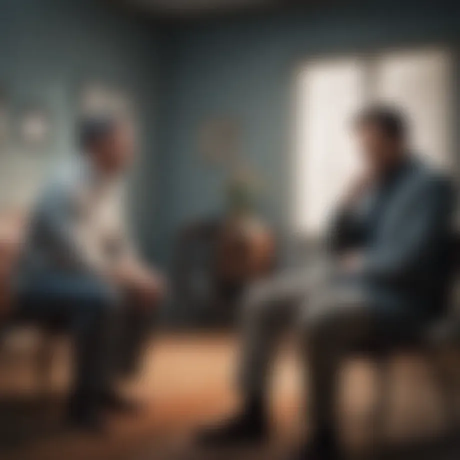 An illustration depicting various psychotherapy techniques used in treating depression.