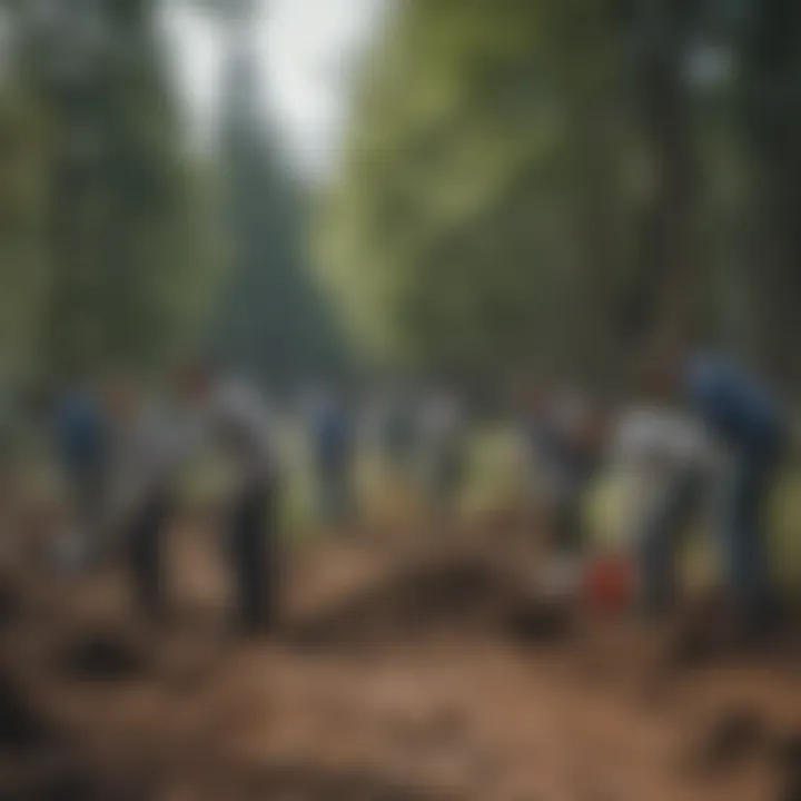 A group of enthusiastic individuals participating in a community clean-up, showcasing collective action for environmental health