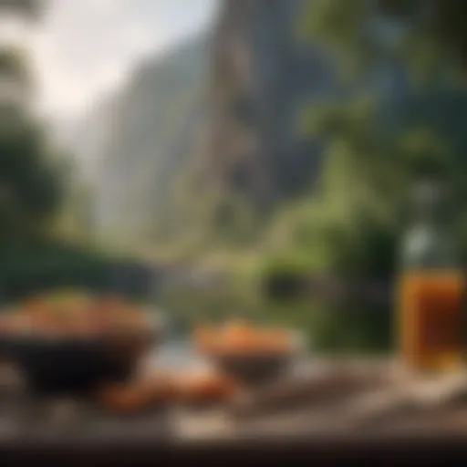 A serene landscape depicting mindful eating practices