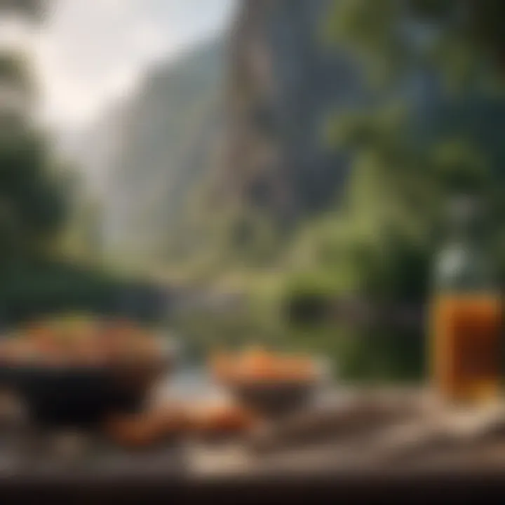A serene landscape depicting mindful eating practices