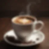 A steaming cup of coffee highlighting its rich aroma