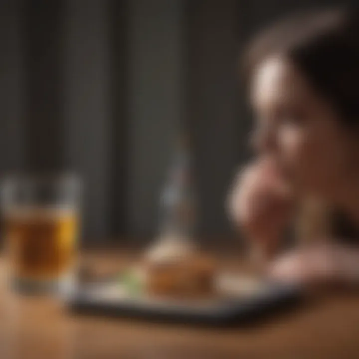 Diagram showing psychological factors influencing weight loss in alcohol dependence