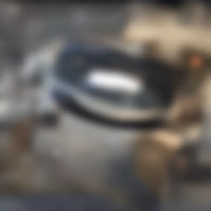 Close-up of integrated lighting on dental loupes