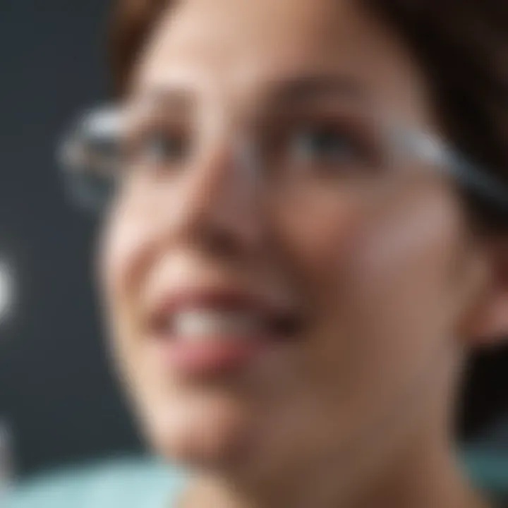 Patient receiving care under bright dental lights