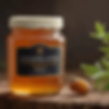 Close-up view of Manuka honey jar with natural texture