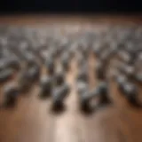 A variety of bolts displayed on a wooden surface