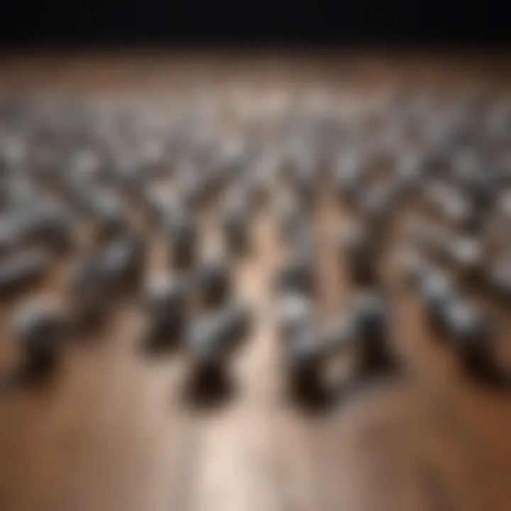 A variety of bolts displayed on a wooden surface