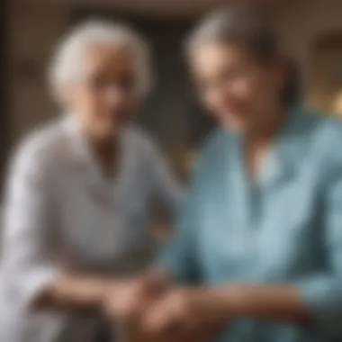 Healthcare Assistance in Senior Care Healthcare professional assisting an elderly resident in a care facility