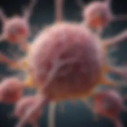 Illustration of cancer cells spreading to bone tissue