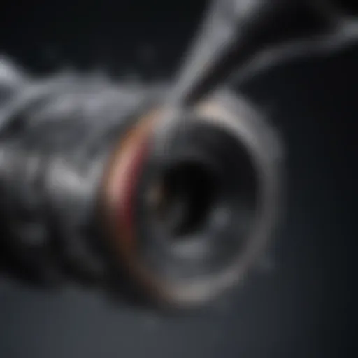 Close-up view of an inkjet nozzle demonstrating its intricate design and structure.