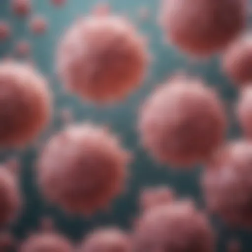 Depiction of advanced breast cancer cells under a microscope