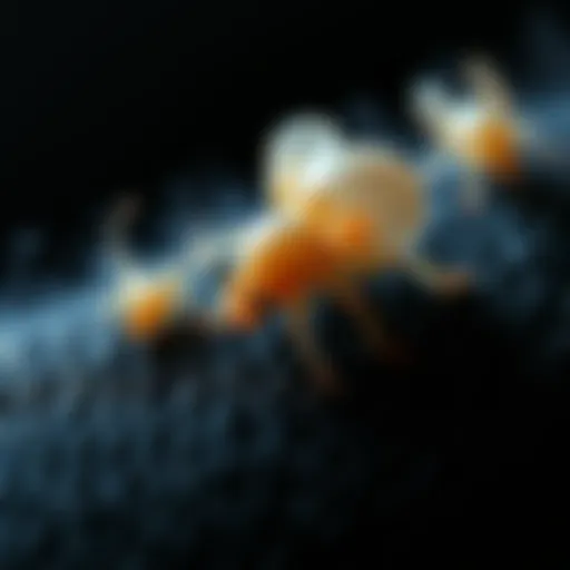 Close-up view of mouse mites on fur