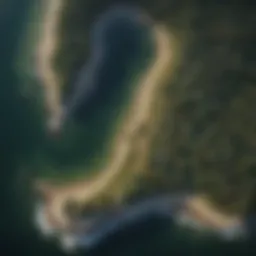 Aerial view of a vibrant coastal ecosystem highlighting the Optical Gulf to Bay