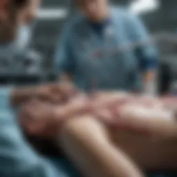 Surgical preparation area for transtibial amputation.