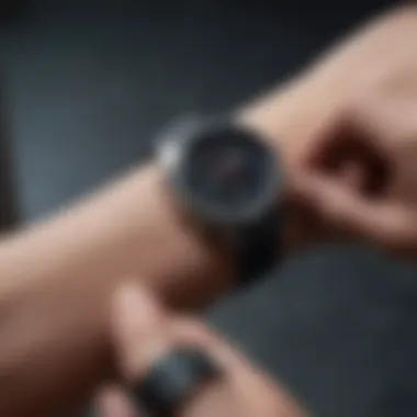 User interacting with a wrist watch for health monitoring